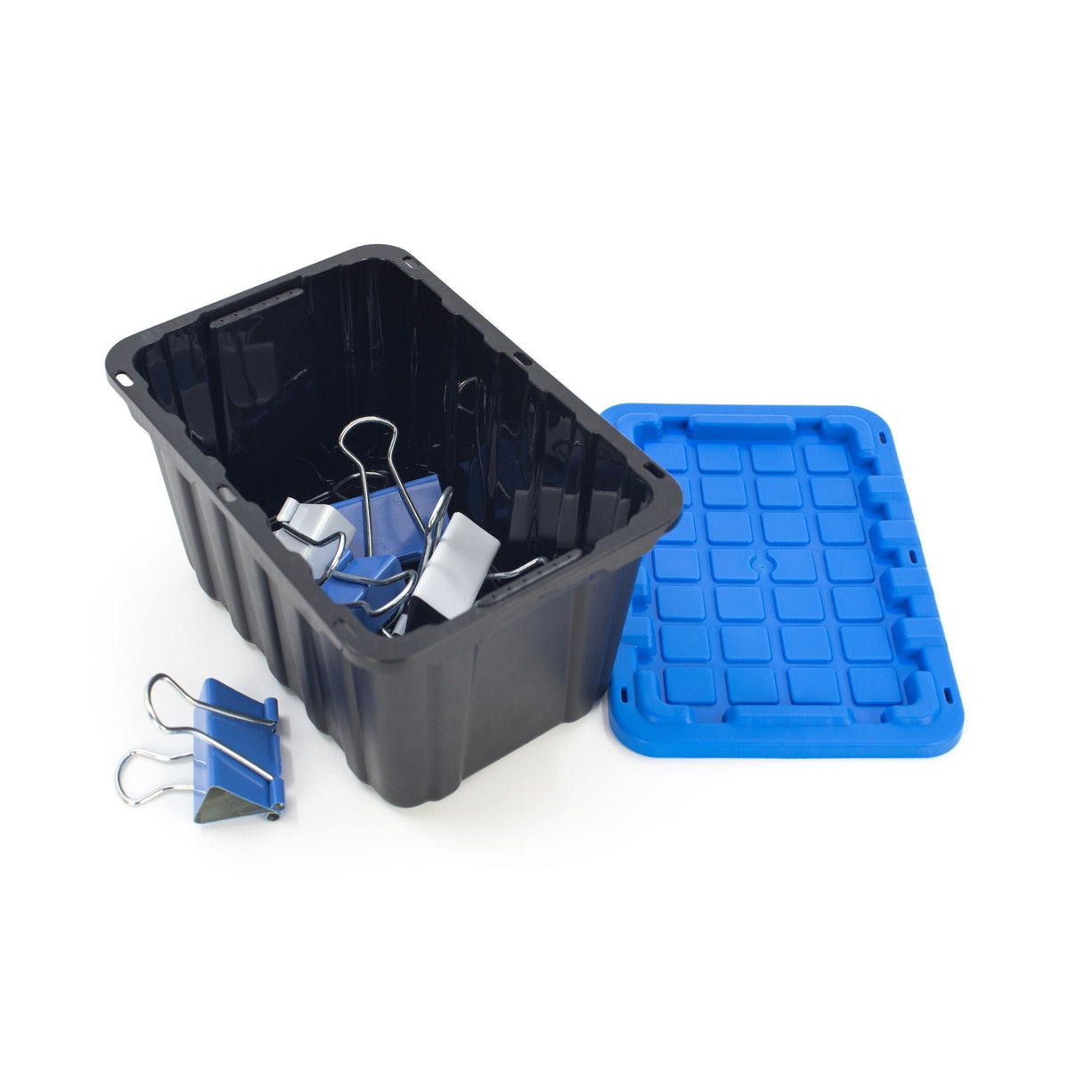 Tiny Heavy Duty Stackable Storage Tote with Lid, Black