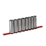 MAXIMUM 1/2-in Drive 6 Pt. Deep Socket Set, SAE, Nickel-Chrome Plating, 8-pc
