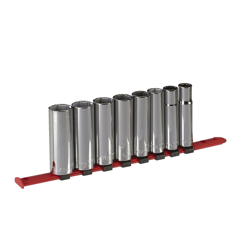 MAXIMUM 1/2-in Drive 6 Pt. Deep Socket Set, SAE, Nickel-Chrome Plating, 8-pc K5739