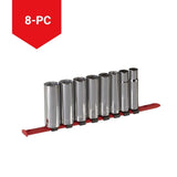 MAXIMUM 1/2-in Drive 6 Pt. Deep Socket Set, SAE, Nickel-Chrome Plating, 8-pc