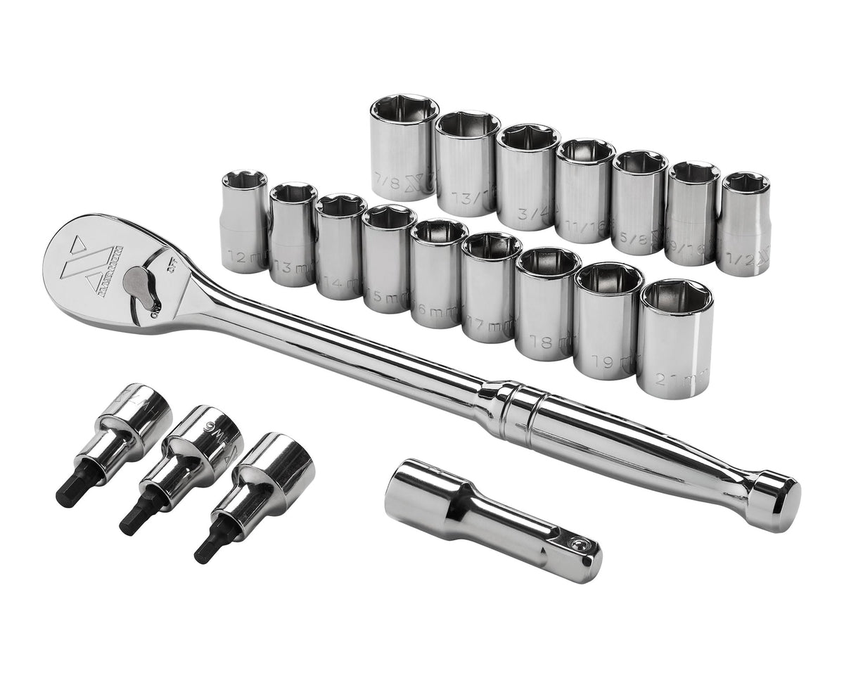 MAXIMUM 21 Piece 1/2" Drive Metric Socket Set