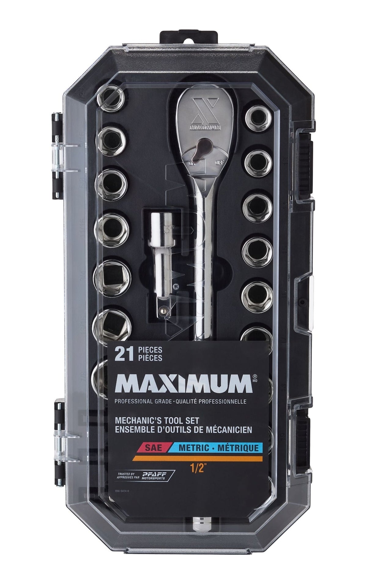 MAXIMUM 21 Piece 1/2" Drive Metric Socket Set