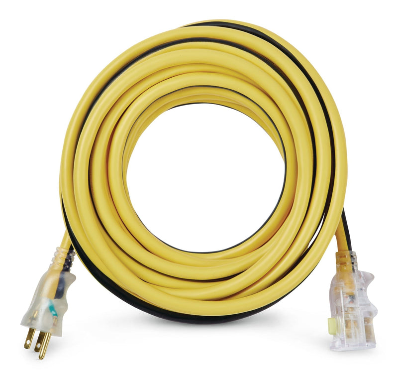 MAXIMUM 25-ft 12/3 Outdoor Extension Cord with Grounded Outlet, Lighted End and Locking Connector, Yellow/Black W6896