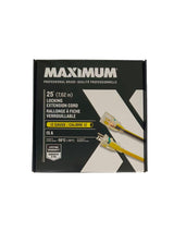 MAXIMUM 25-ft 12/3 Outdoor Extension Cord with Grounded Outlet, Lighted End and Locking Connector, Yellow/Black