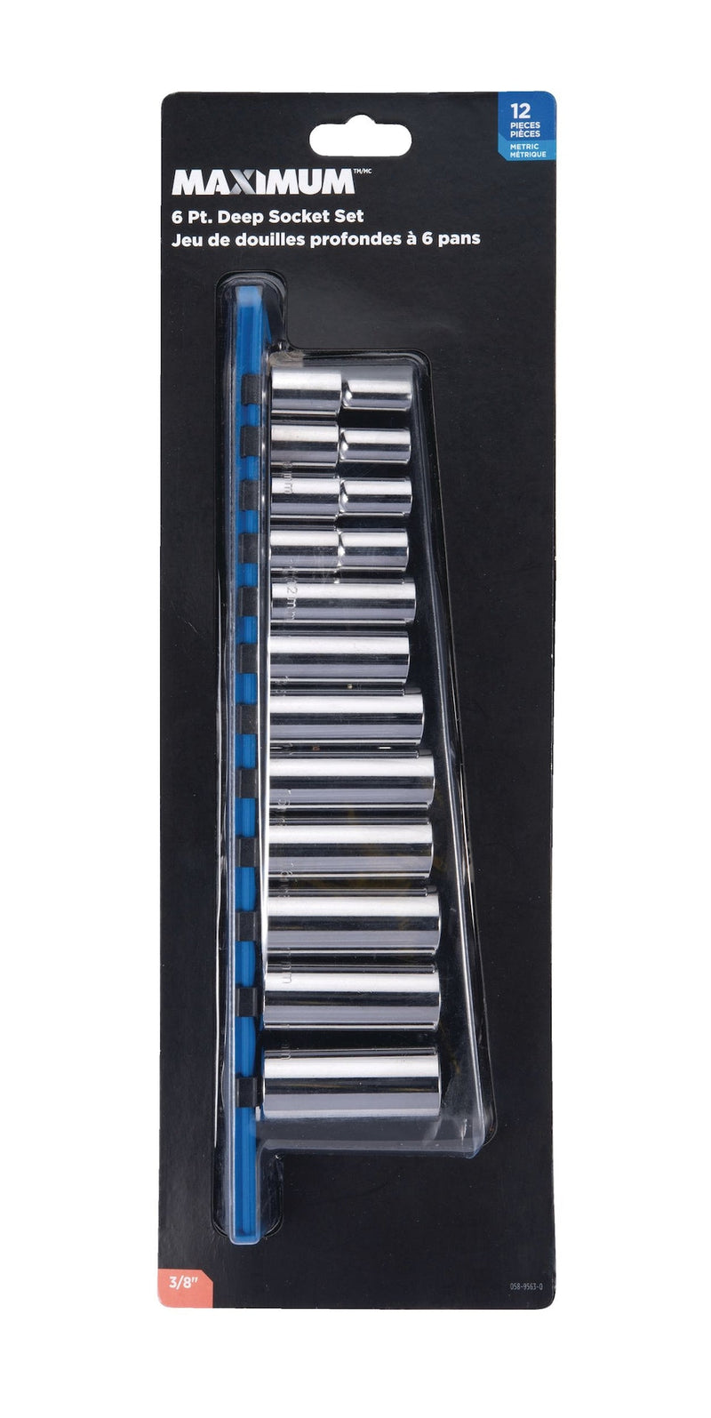 MAXIMUM 3/8-in Drive Deep Socket Set 12-pc, Metric, CRV, Nickel-Chrome Plating G1239