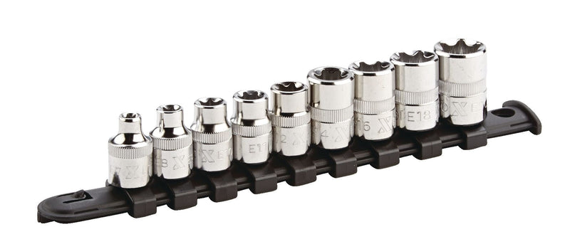 MAXIMUM E-Star-drive Bit Socket Set, Chrome-Plated, 9-pc O5198