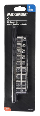 MAXIMUM E-Star-drive Bit Socket Set, Chrome-Plated, 9-pc