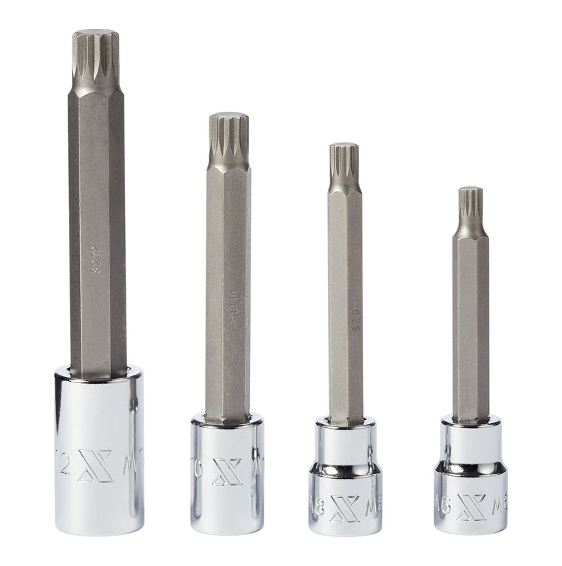 MAXIMUM Extra Long Shank Triple Square Bit Socket Set, 4-pc A3609