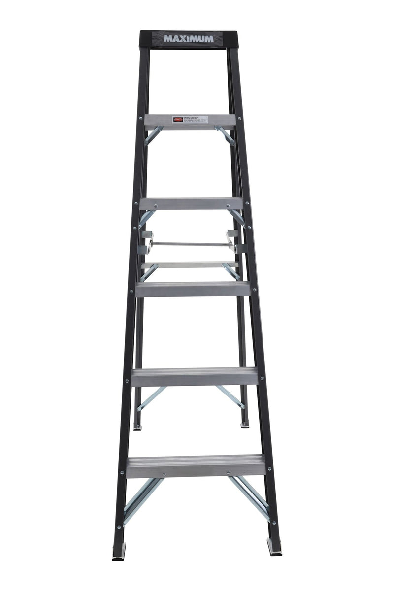 MAXIMUM Grade 1 Fiberglass Heavy-Duty Industrial Step Ladder, 250-lb, 6-ft C6511