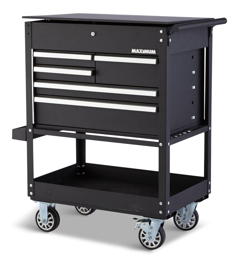 MAXIMUM Rolling Mechanics Tool Cart with 5 Drawers, Black, 30-in K8339