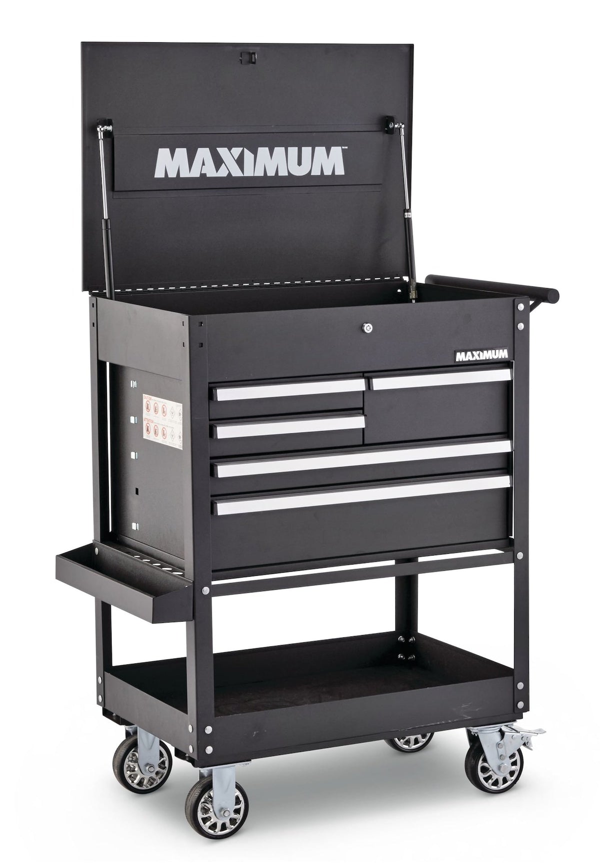 MAXIMUM Rolling Mechanics Tool Cart with 5 Drawers, Black, 30-in