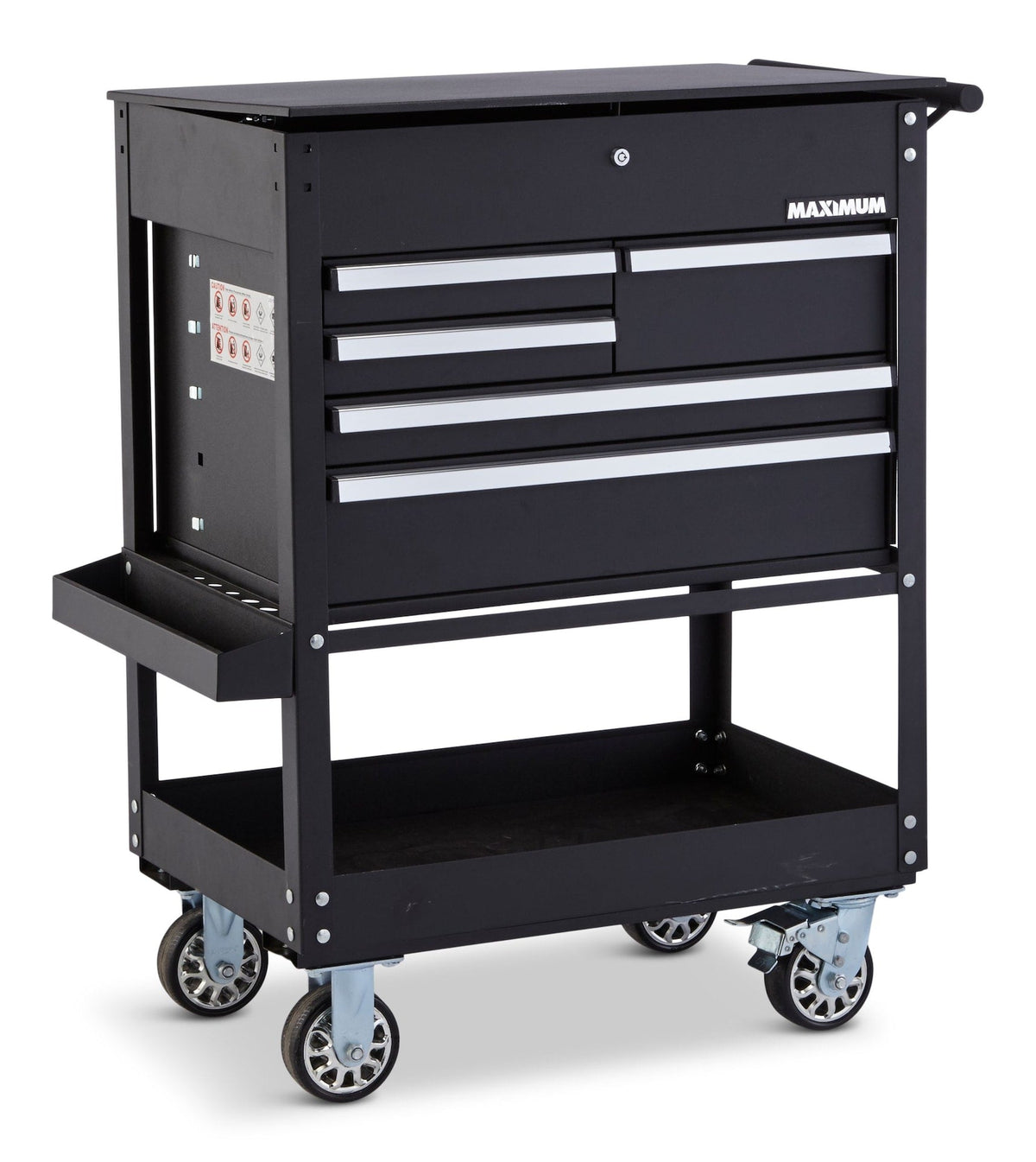 MAXIMUM Rolling Mechanics Tool Cart with 5 Drawers, Black, 30-in