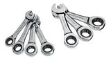 MAXIMUM Stubby Ratcheting Wrench Set, Metric, Nickel-Chrome Plating, 7-pc