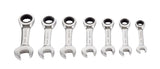 MAXIMUM Stubby Ratcheting Wrench Set, Metric, Nickel-Chrome Plating, 7-pc