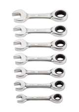 MAXIMUM Stubby Ratcheting Wrench Set, Metric, Nickel-Chrome Plating, 7-pc