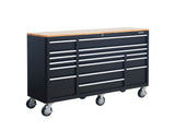 MAXIMUM Tool Cabinet with Wood Top and 4-Outlet Power Strip, Black, 74x24-in