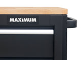 MAXIMUM Tool Cabinet with Wood Top and 4-Outlet Power Strip, Black, 74x24-in