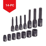 MAXIMUM Star-drive & E-Star-drive Impact Bit Socket Set, 14-pc, SAE/Metric