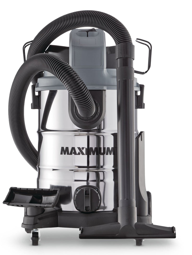 MAXIMUM VKD811SW 5.5 Peak HP Stainless Steel Wet/Dry Shop Vacuum with Hose and Accessories, 30-L Q3534