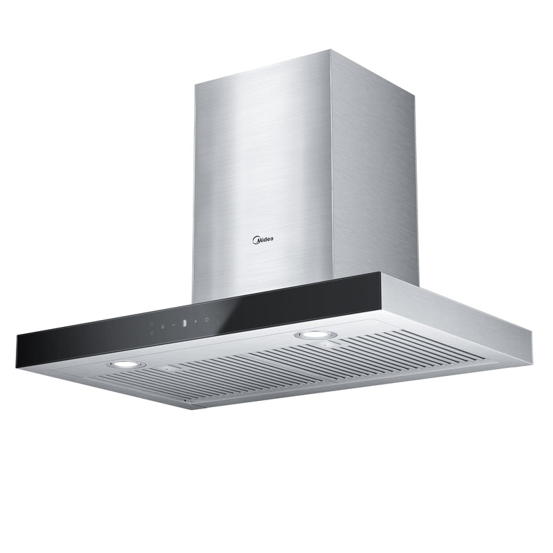 Glass 450CFM T-Shape Kitchen Exhaust Fan Range Hood with Gesture Controls, Stainless Steel, 30-in E8499