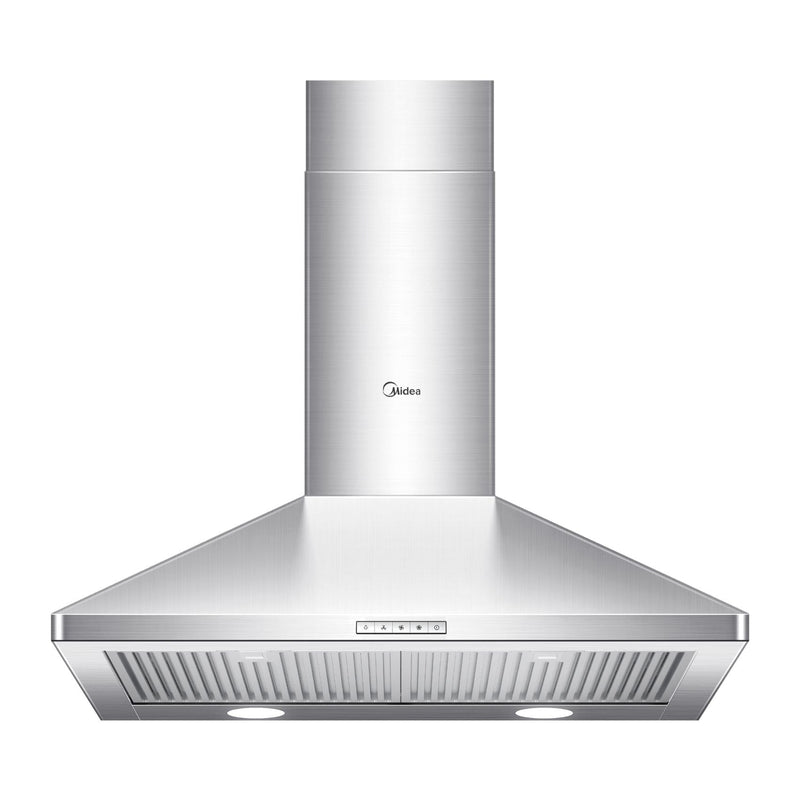Pyramid 450CFM Push Button Wall Mount Kitchen Exhaust Fan Range Hood, Stainless Steel, 30-in U1871