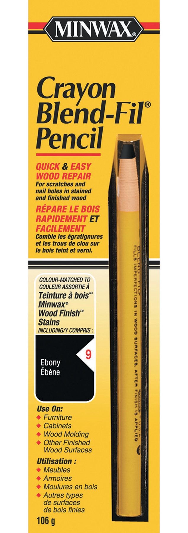Crayon Blend-Fil Wood Pencil, Ebony