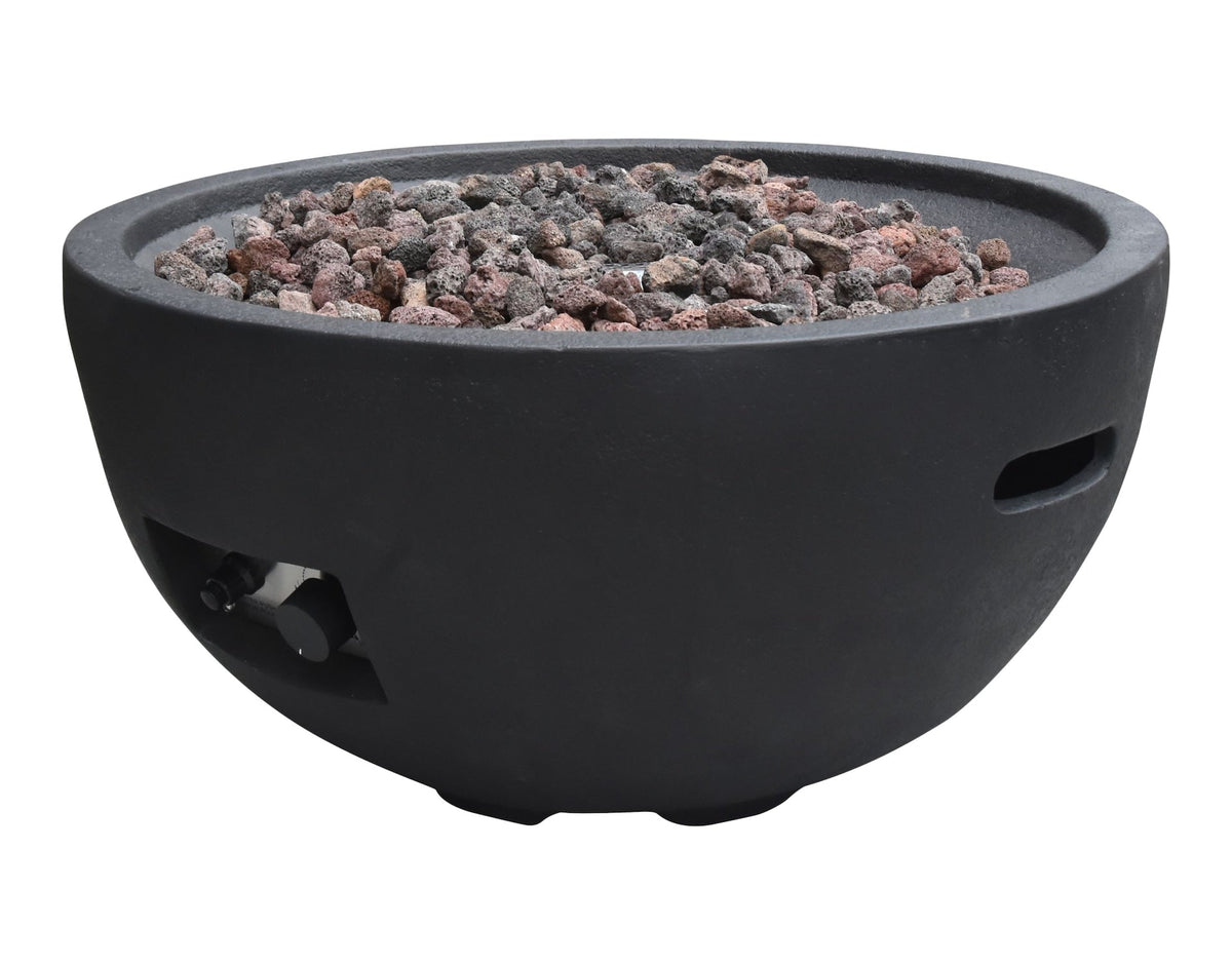 Jefferson Round Gas Fueled Outdoor Fire Bowl with PVC Cover, 40,000 BTUs, 13.7-in
