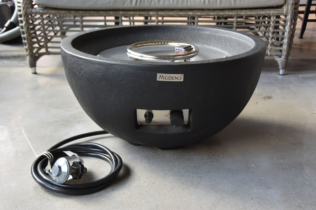 Jefferson Round Gas Fueled Outdoor Fire Bowl with PVC Cover, 40,000 BTUs, 13.7-in