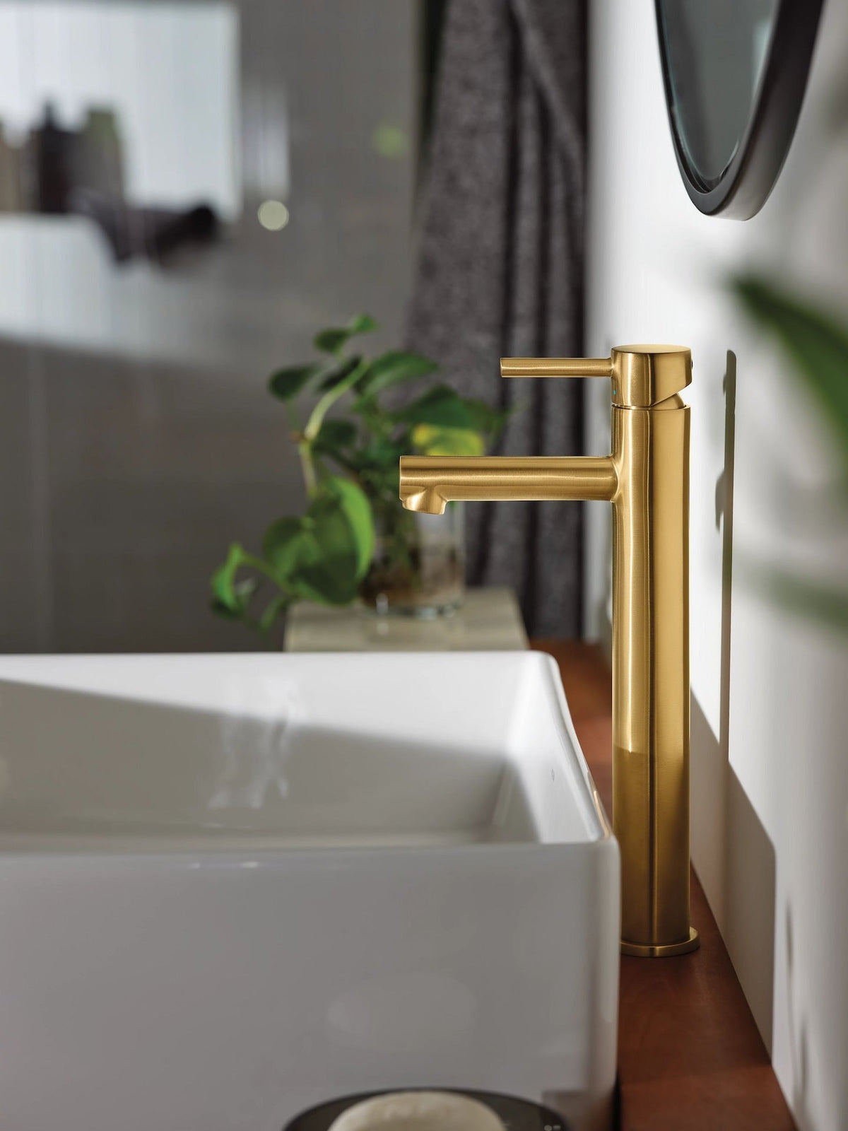 Align Single Handle High Arc Vessel Single Hole Bathroom Sink Faucet, WaterSense Certified, Brushed Gold