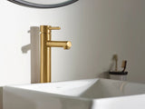 Align Single Handle High Arc Vessel Single Hole Bathroom Sink Faucet, WaterSense Certified, Brushed Gold
