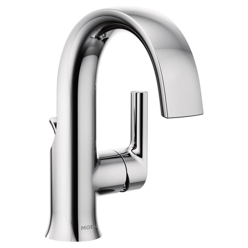 Doux Single Handle High Arc Bathroom Sink Faucet, Chrome P2009