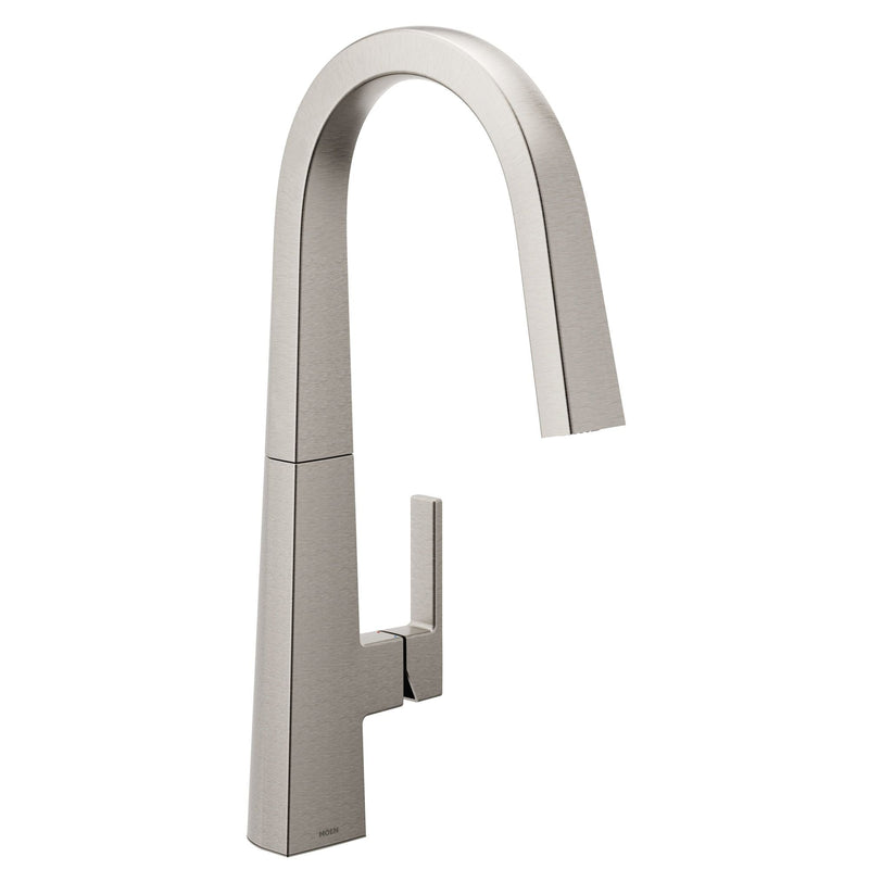 Nio U Single Handle High Arc Smart Pull Down Spot-Resist Sprayer Kitchen Faucet with Power Clean, Stainless Steel J4346