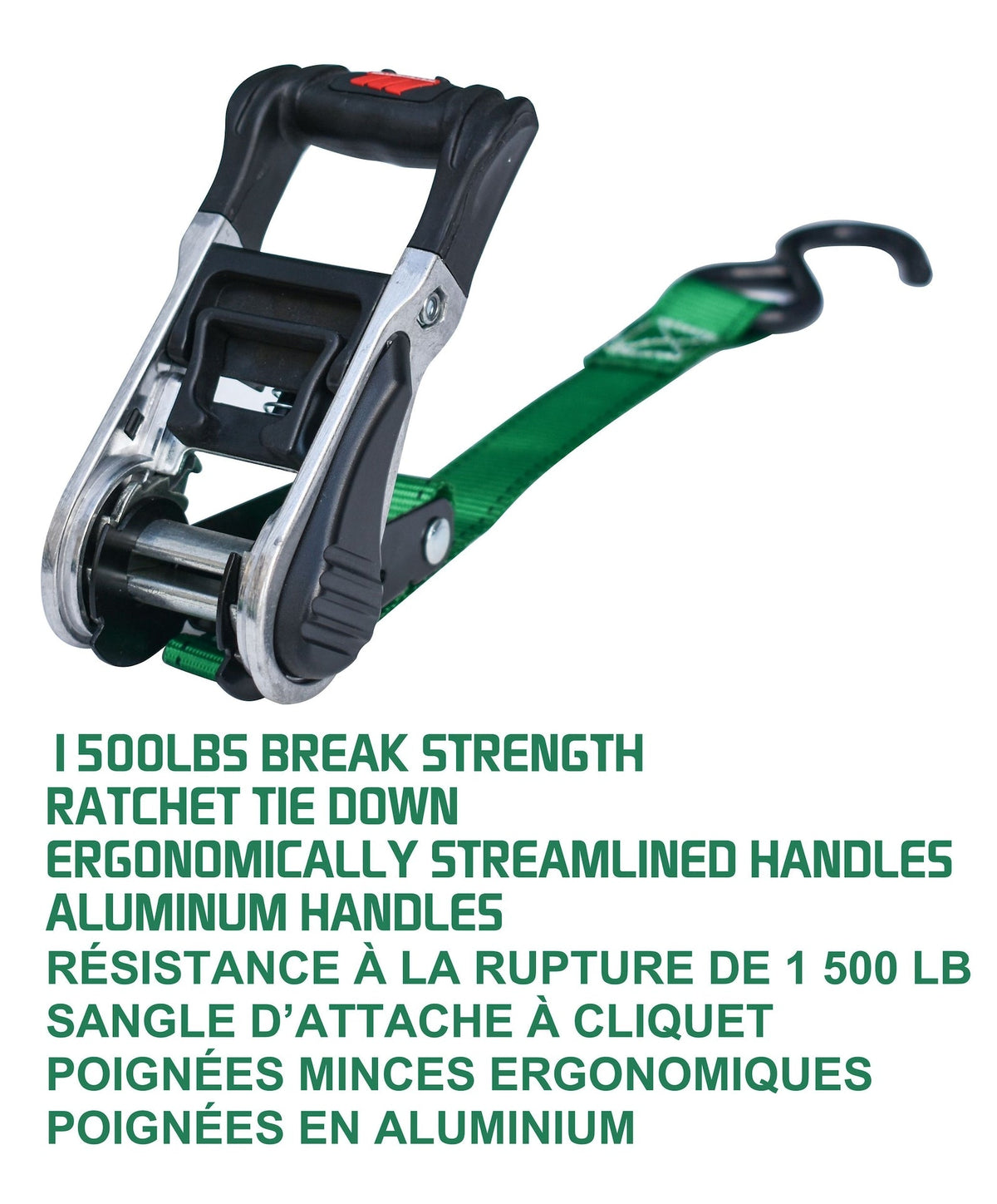 1,500-lb Ratchet Tie Down Straps, with Padded Handle, 1-in x 10-ft, 2-pk