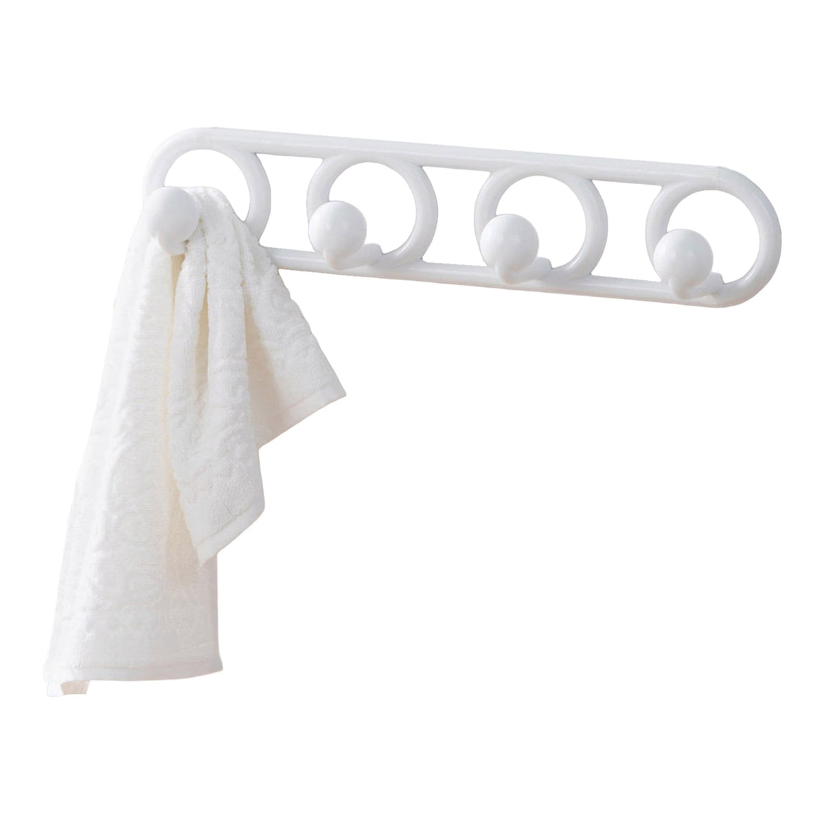 Heavy Duty Plastic 4-Hook Hook, White, 19.7-in