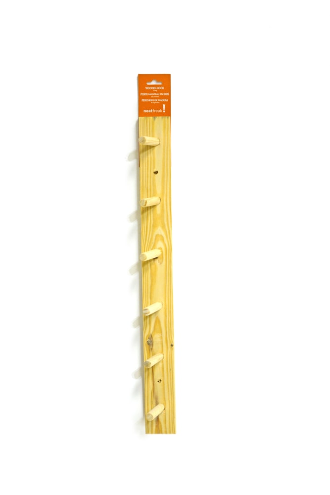Wooden 6-Peg Hook, Natural, 24-in X759