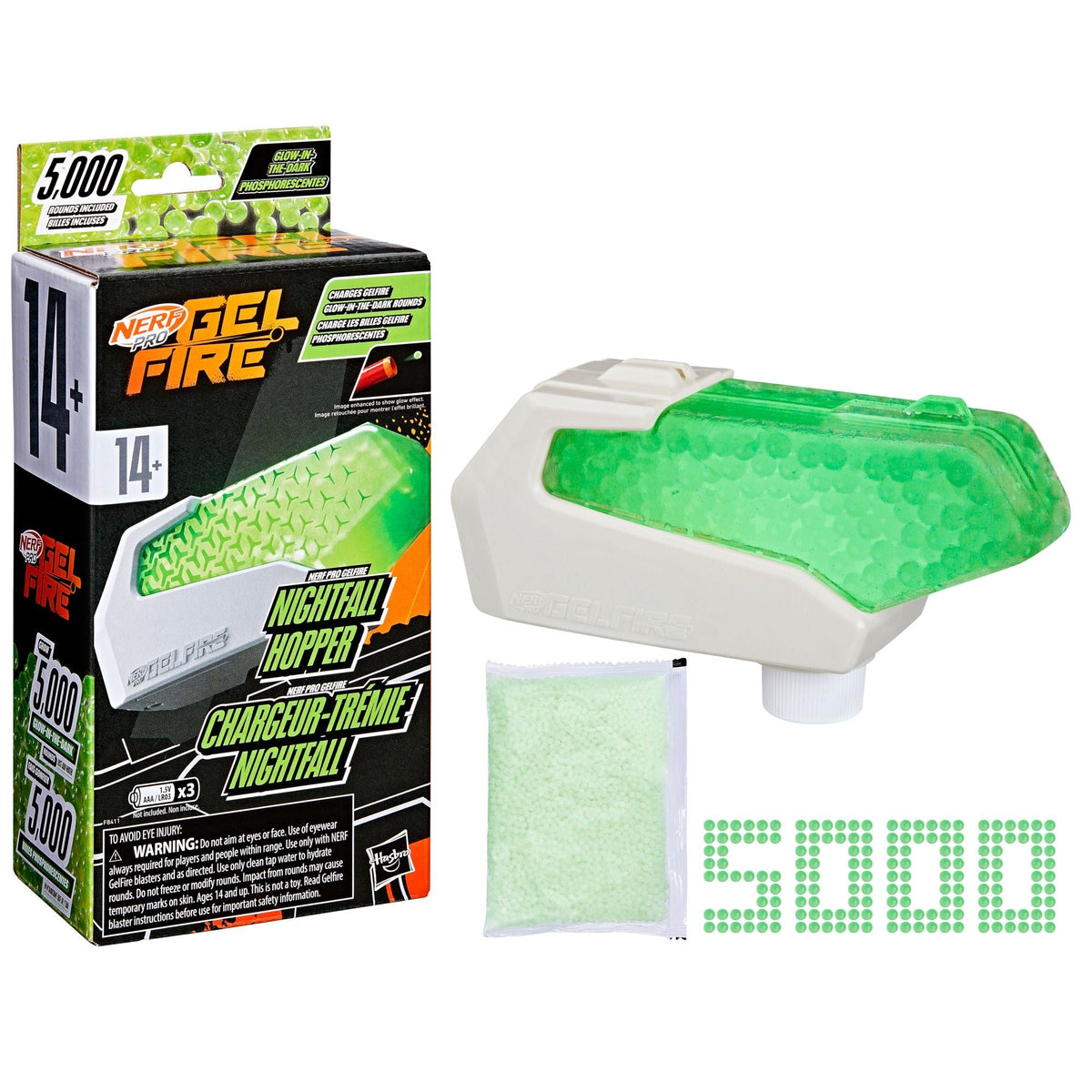 Pro Gelfire Glow In The Dark Nightfall Hopper with 5000 Gelfire Rounds