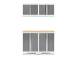 Bold 3.0 Series All-in-One Lockable Steel Garage Cabinetry Set with Bamboo Top, White/Platinum, 48-in x 18-in x 76.75-in, 5-pc