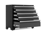 Bold 3.0 Series Lockable 5-Drawer Steel Tool Cabinet with Adjustable Legs, Fully-Welded, Black/Grey, 36-in
