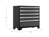 Bold 3.0 Series Lockable 5-Drawer Steel Tool Cabinet with Adjustable Legs, Fully-Welded, Black/Grey, 36-in