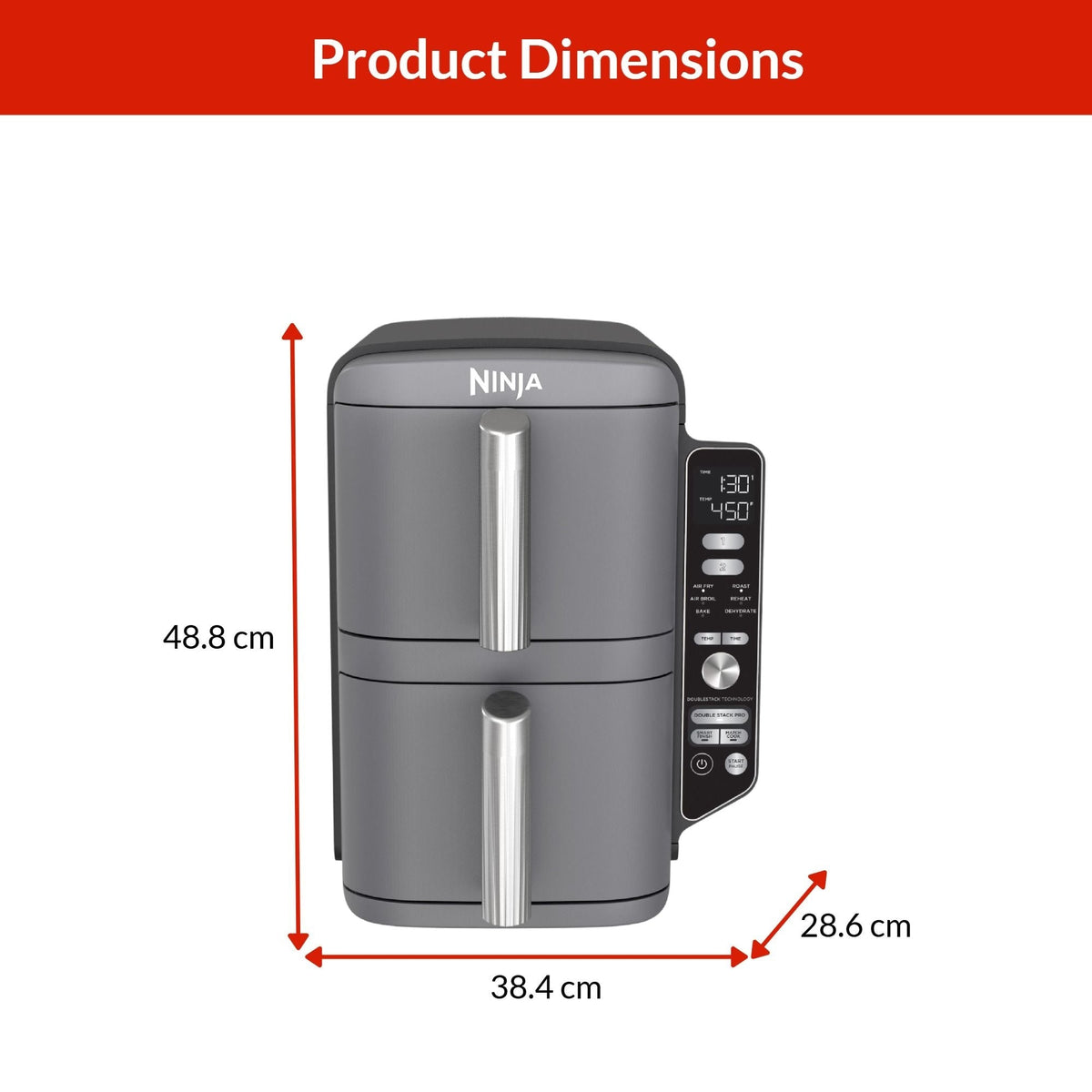 Ninja XL Multi-Rack Air Fryer with 2 Baskets & 6 Functions, 10-qt