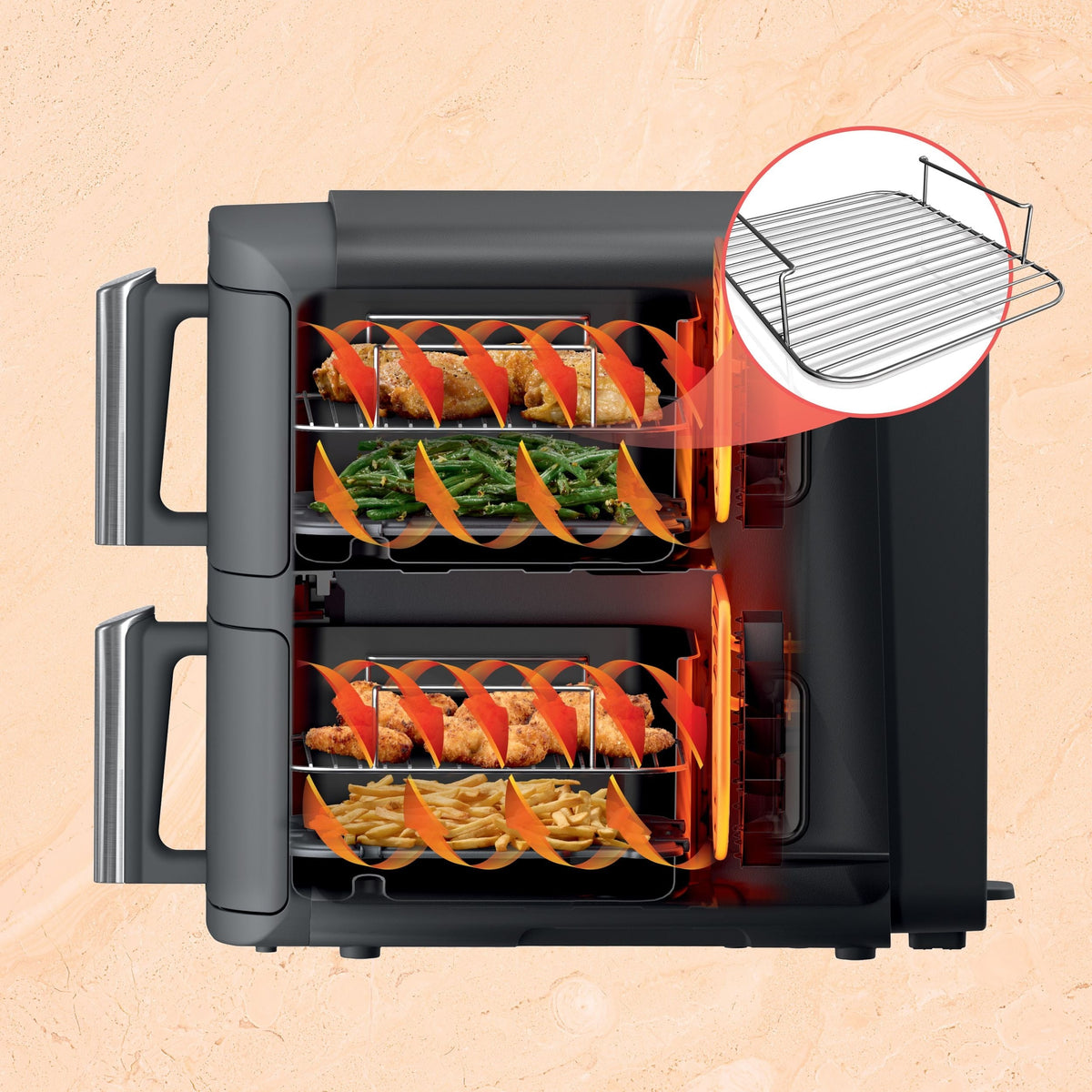 Ninja XL Multi-Rack Air Fryer with 2 Baskets & 6 Functions, 10-qt