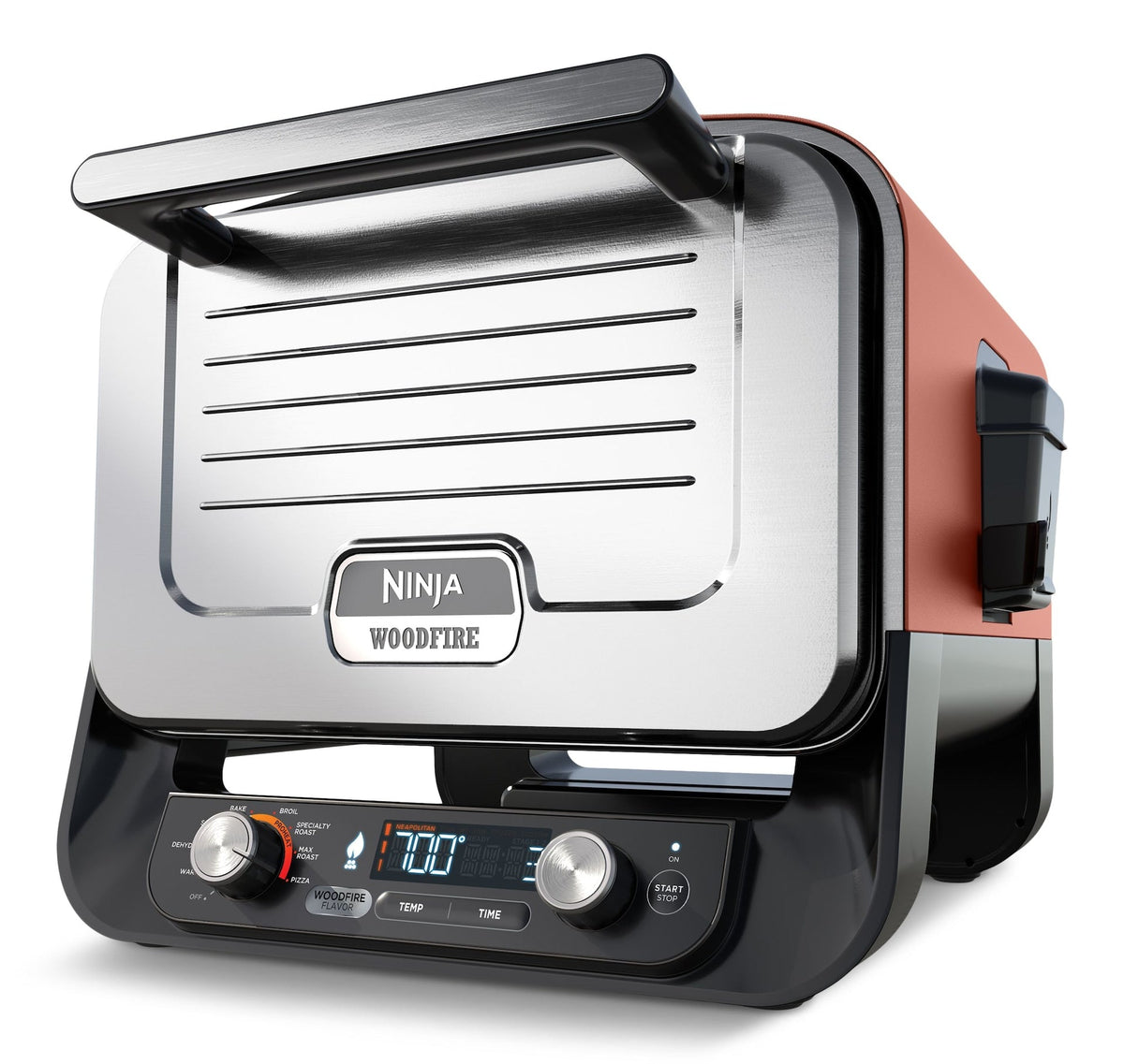 Ninja Woodfire 8-in-1 Electric Outdoor Oven for Pizza, Max Roast, Specialty Roast, Broil, Bake, Smoker, Dehydrate and Keep Warm, 105-700°F
