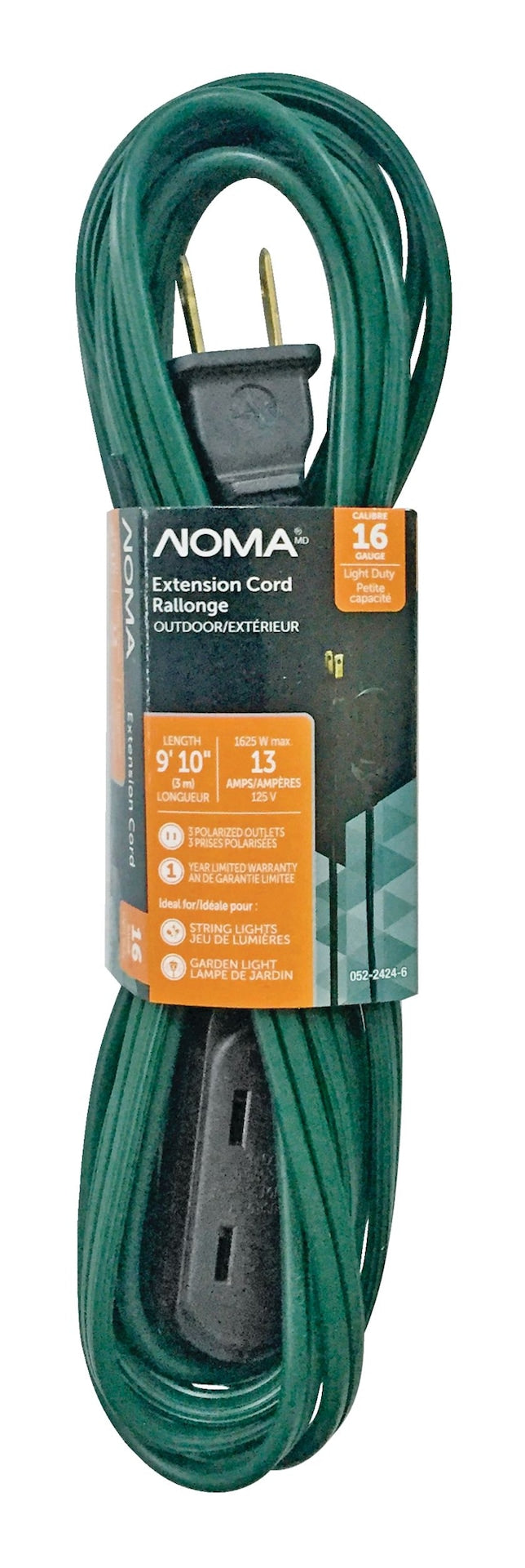 16/2 Outdoor Extension Cord with 3 Outlets, Green