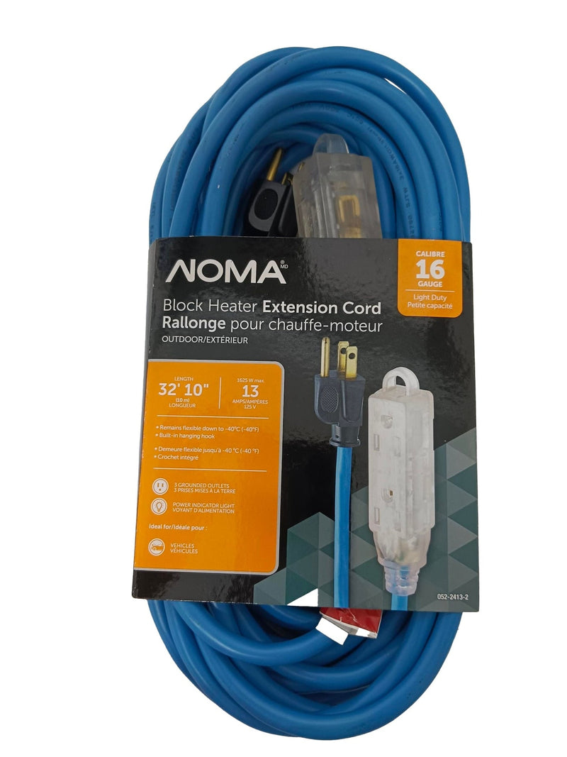 32-ft 10-in 16/3 13 Amp All-Weather Block Heater Cord with Lighted End, Blue A831