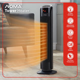 Oscillating Tower Ceramic Heater withRemote Control & Thermostat, 1500W, Black, 30-in