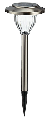 Outdoor Pure White LED Solar Stainless Steel Garden & Pathway Stake Lights, 10-Pk