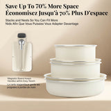 OB Pots & Pan Set with Removable Handles, Cream, 18-pc