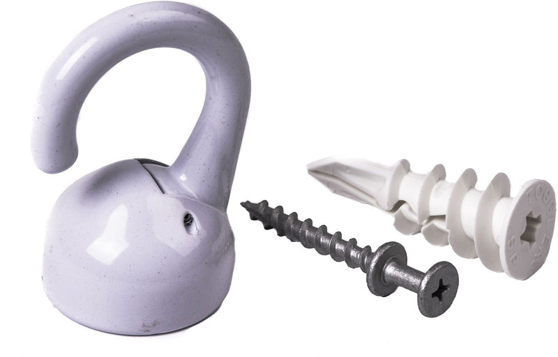 Elephant Ceiling Hook, 360 Swivels, Tool-Free, 100-lb Capacity, White C6791
