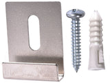 Wide-Channel Mirror Clip, For Frameless Mirrors, Steel Construction, 20-lb Capacity, Silver, 4-pk