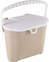 Plastic Compost Bin with Handle, White/Beige, 7-L